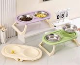 Comedero Elevado Doble en Acero Inoxidable para Perros y Gatos
