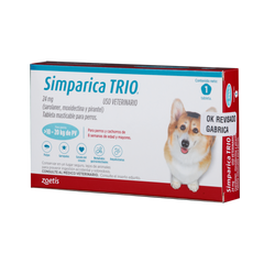 Antiparasitario para perro Simparica Trio Azul – 1 tableta (10 a 20 kg)