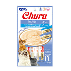 Snack Para Gato Cremoso Inaba Churu Tuna y Tuna Con Scallop – 10 unidades x 14 g