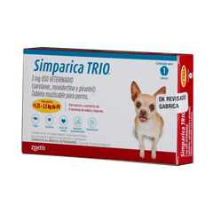 Antiparasitario para perro Simparica Trio Dorado – 1 tableta (1.25 a 2.5 kg)