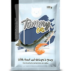 Pouch para gato adulto Tommy sabor trucha y camarón