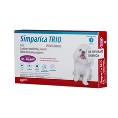 Antiparasitario para perro Simparica Trio Morado – 1 tableta (2.6 a 5 kg)