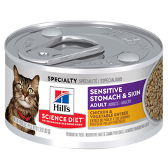 Alimento húmedo para gato Hill's Science Diet Sensitive Stomach & Skin Adult Pollo y Vegetales 2.9oz