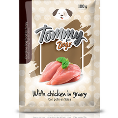 Pouch para perro cachorro Tommy sabor pollo en salsa 100 g