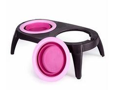Comedero doble elevado de silicona para perros y gatos desmontable
