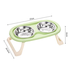 Comedero Elevado Doble en Acero Inoxidable para Perros y Gatos