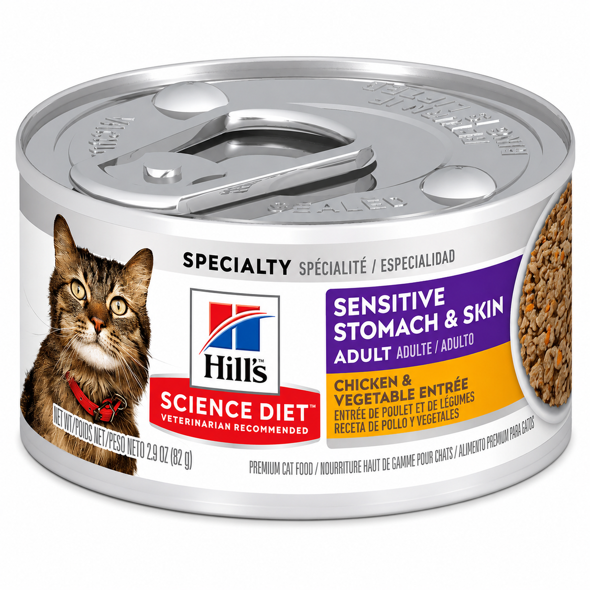 Alimento húmedo para gato Hill's Science Diet Sensitive Stomach & Skin Adult Pollo y Vegetales 2.9oz