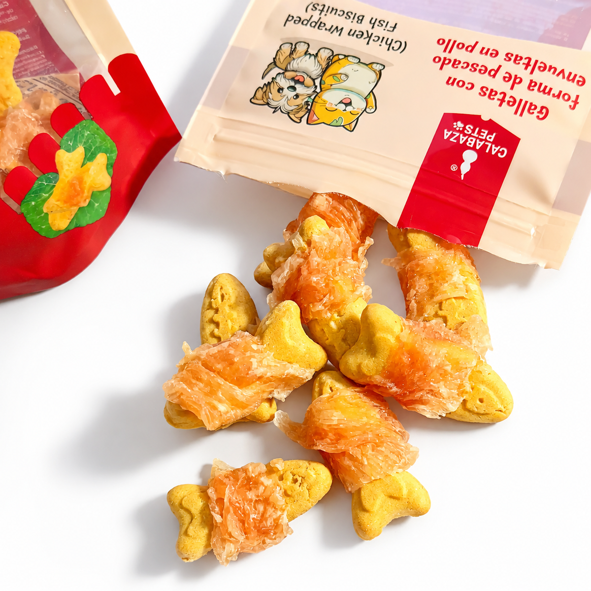 Snack para perros y gatos Calabaza Pets galletas de pescado envueltas en pollo 50 g