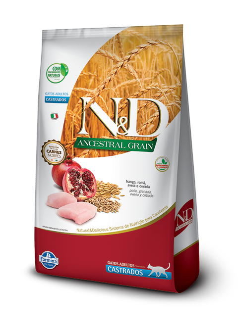 Alimento para Gato N&D Ancestral Grain Castrados Pollo y Granada.