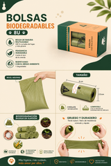 Bolsas biodegradables para recoger desechos de mascotas x 8 rollos (120 bolsas)
