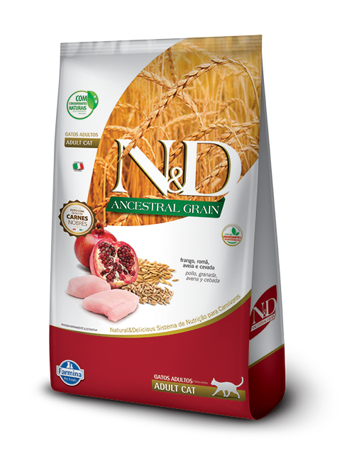 Alimento para gato N&D Ancestral  Adult Cat Pollo, Granada, Avena y Cebada 1.5 Kg