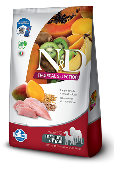 Alimento para perro N&D Tropical Selection Medium & Maxi Adult Pollo y Frutas TropicalesAliment