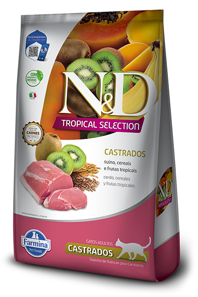 Alimento para gato N&D Tropical Selection Castrados Cerdo y Frutas Tropicales 1.5 kg
