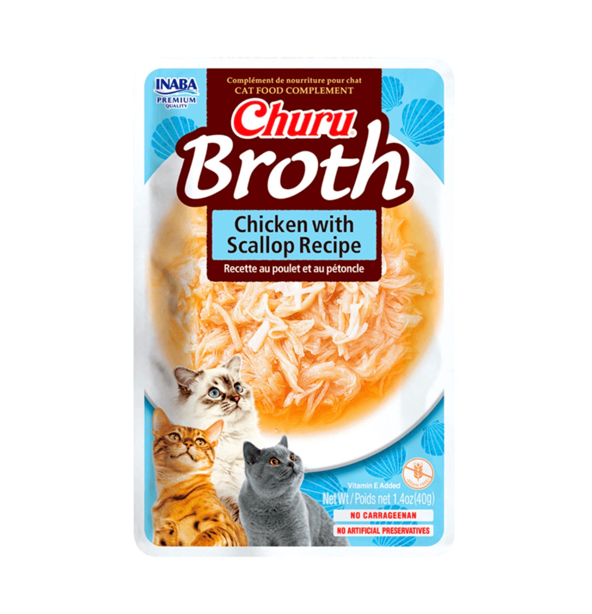 Snack Húmedo para Gato Inaba Churu Broth Pollo con Vieira 40 g