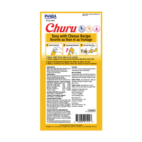 Snack para gato Inaba Churu Tuna Cheese Recipe (4 piezas x 14g)