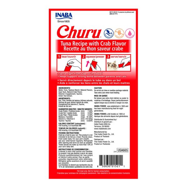 Snack para gato Inaba Churu Tuna con Cangrejo (4 piezas x 14g)
