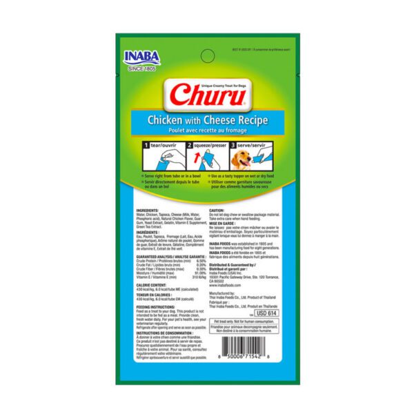 Snack para perro Inaba Churu 4 piezas - pollo con queso 56 g