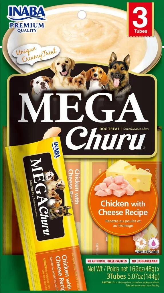 Snack para perro Inaba Mega Churu 3 piezas - pollo con queso 144 g