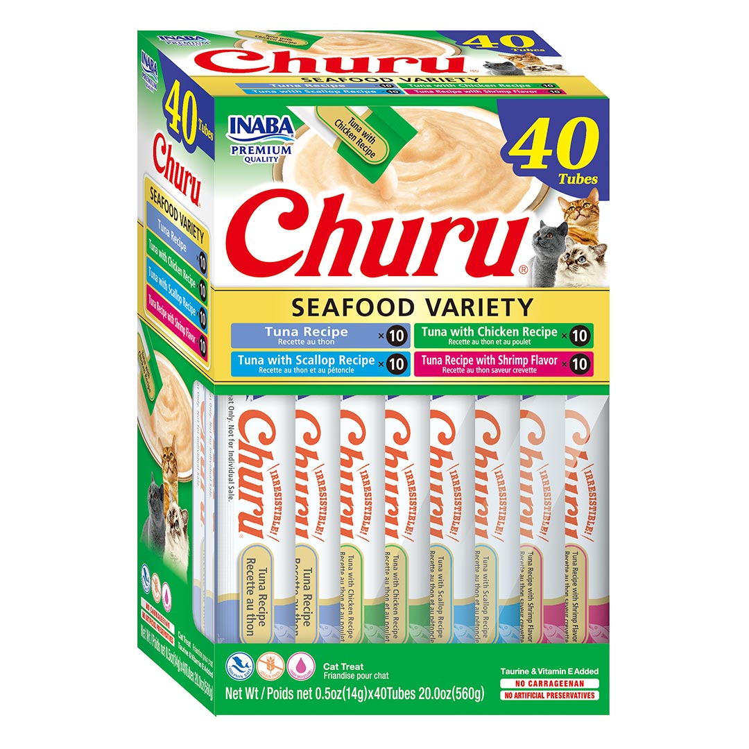 Snack Para Gato Cremoso Inaba Churu seafood  variety 40 tubos  - 280 g