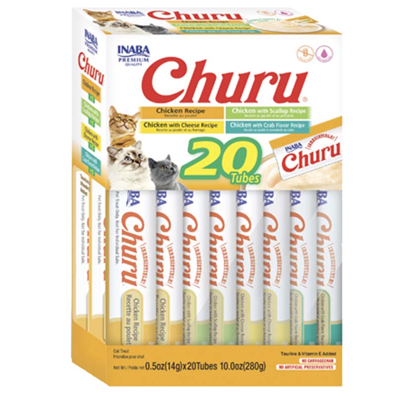 Snack Cremoso Para Gato Inaba Churu Caja 20 tubos Pollo (naranja) – 20 unidades x 14 g