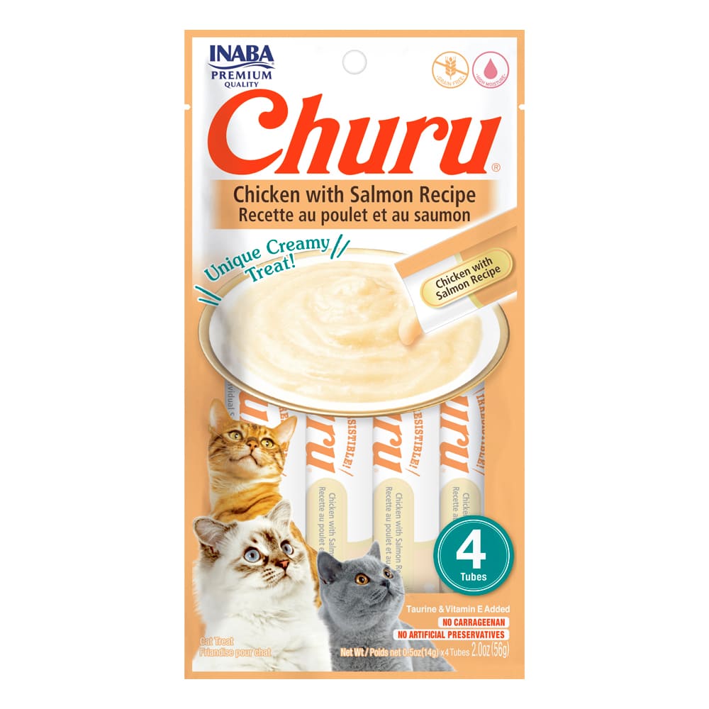 Snack Cremoso Para Gato Inaba Churu Pollo y Salmón – 4 unidades x 14 g