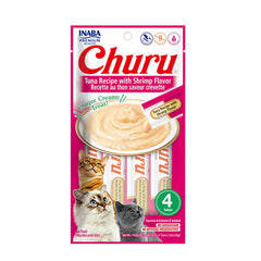 Snack para gato Inaba Churu Tuna con Camarón (4 piezas x 14g)