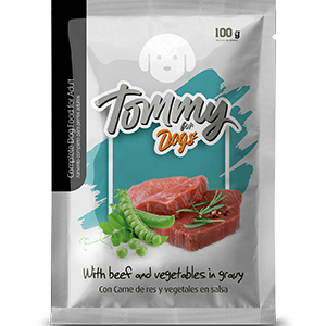 Pouch para perro Tommy adulto sabor carne y vegetales