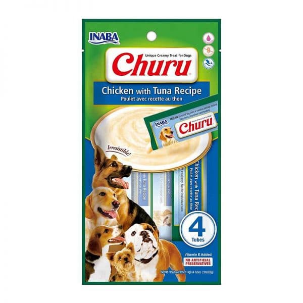 Snack para perro Inaba Churu 4 piezas - pollo con queso 56 g