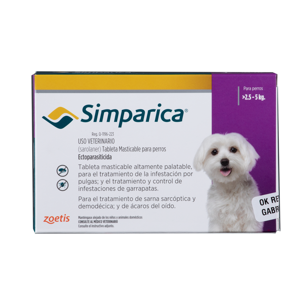 Antiparasitario para perro Simparica 10 mg – 1 tableta (2.5 a 5 kg)