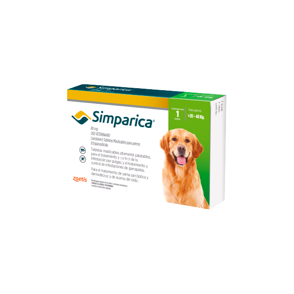 Antiparasitario para perro Simparica 80 mg – 1 tableta (20.1 a 40 kg)