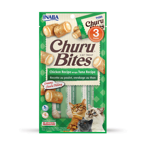 Snack Cremoso Para Gato Inaba Churu Bites Pollo Wraps Atún –  3 unidades x 10 g
