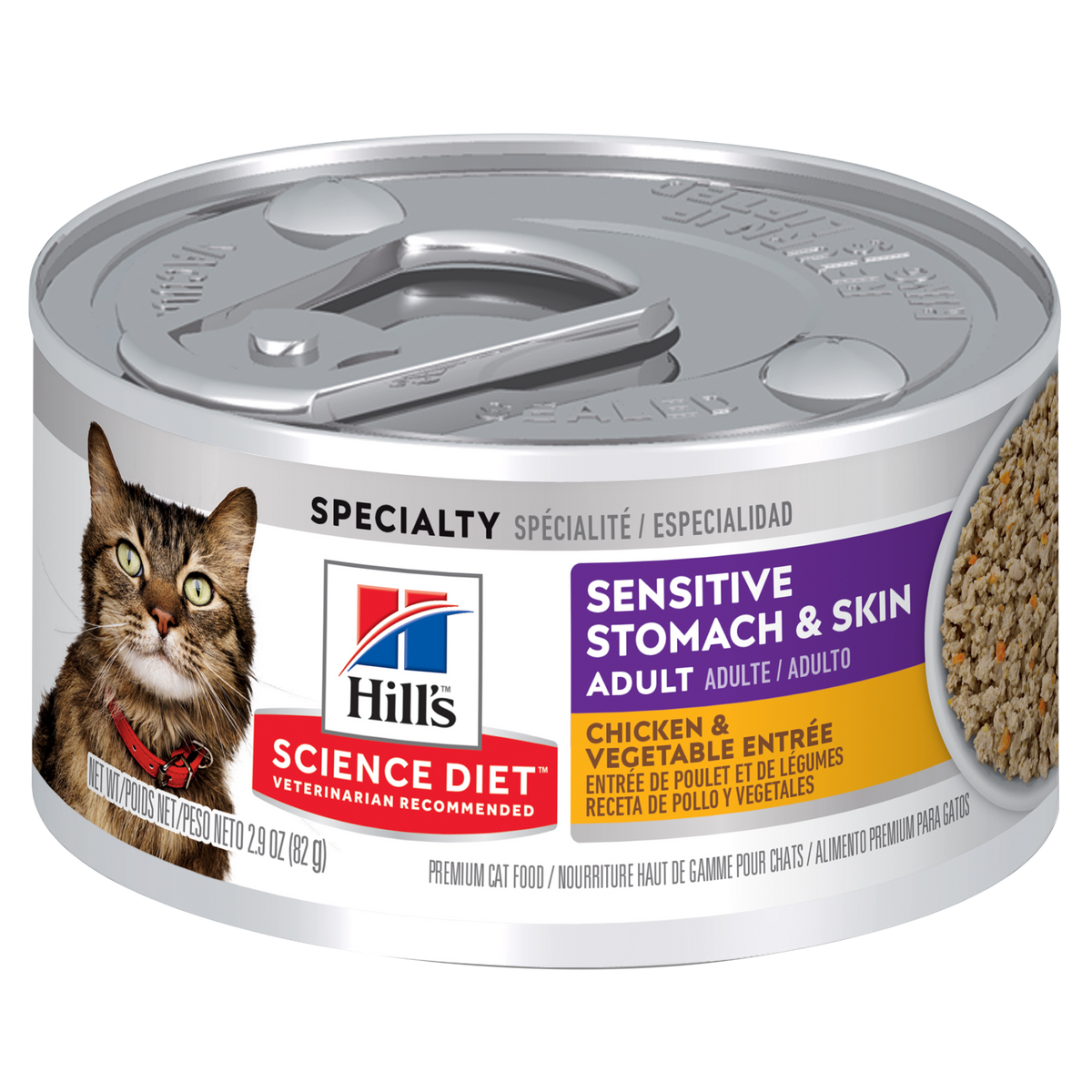 Alimento húmedo para gato Hill's Science Diet Sensitive Stomach & Skin Adult Pollo y Vegetales 2.9oz