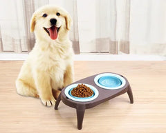 Comedero doble elevado de silicona para perros y gatos desmontable