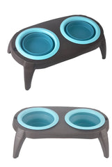 Comedero doble elevado de silicona para perros y gatos desmontable