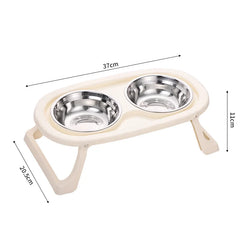 Comedero Elevado Doble en Acero Inoxidable para Perros y Gatos