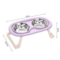 Comedero Elevado Doble en Acero Inoxidable para Perros y Gatos